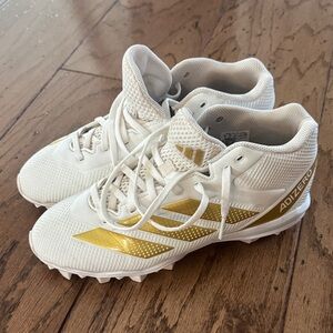 adidas Kids White and Gold Adizero Football cleats